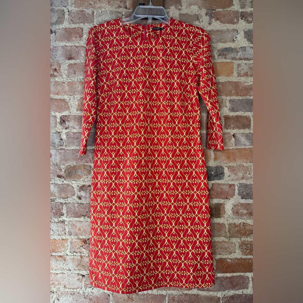 J Mclaughlin - Sofia - Red And Gold Patterned Mid… - image 1